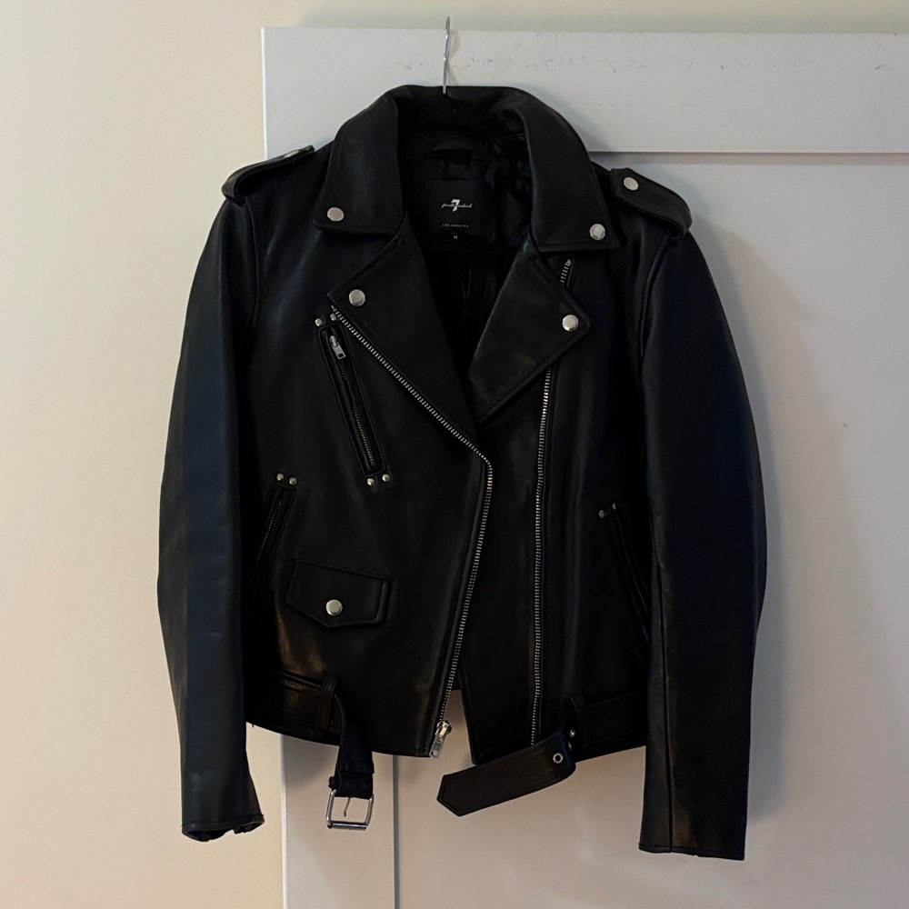 7 For All Mankind Black Leather Jacket